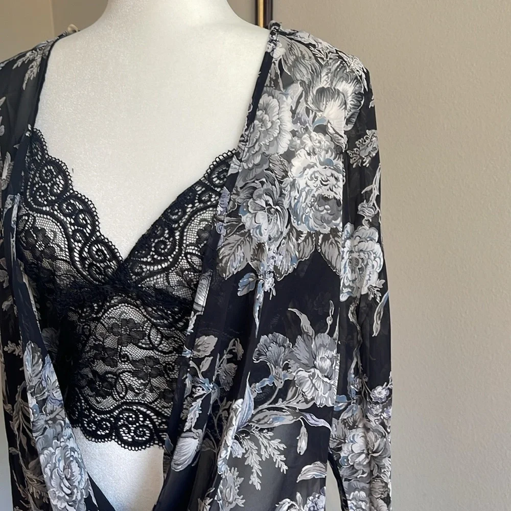 Floral Lace Women Long Sleeve Top Size L - Picture 2 of 5